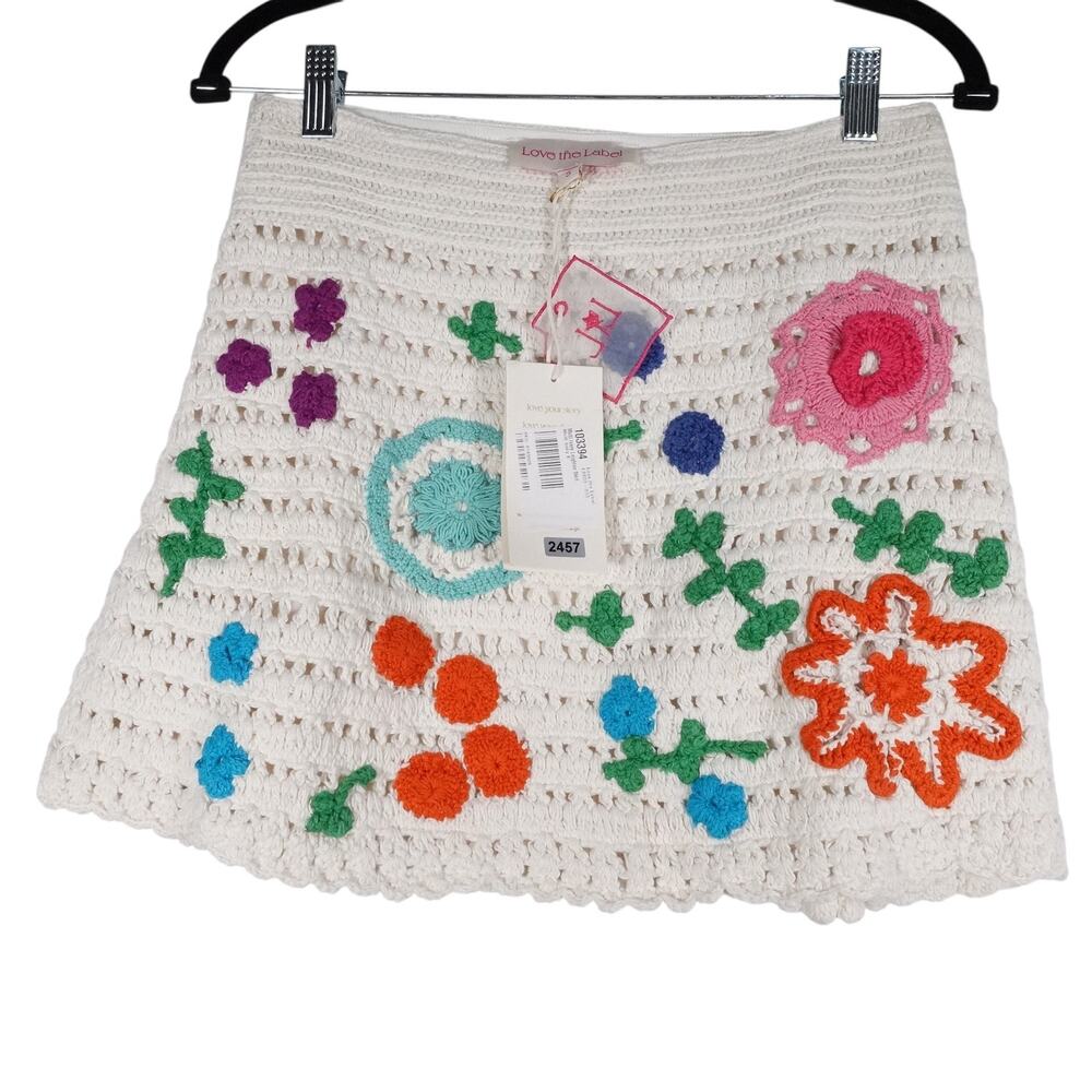 Love the Label Tuckernuck Ivory Leighton Skirt Crochet Floral Retro Small 245733 - Picture 4 of 12